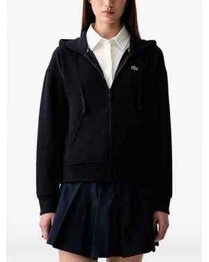 Lacoste Logo-Patch Zip-Up Hoodie - Black