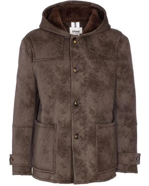 S.W.O.R.D Kapuzenjacke aus Faux Shearling - Braun