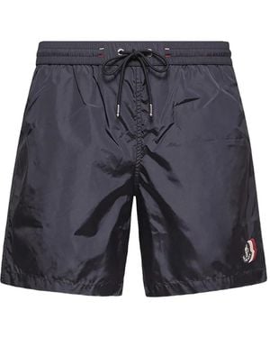 Moncler Logo-Patch Drawstring Swim Shorts - Blue