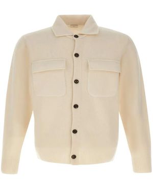 Eleventy Knit-Wool Chest-Pocket Shirt - White