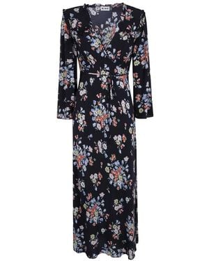 RIXO London Vestido Amelia Con Estampado Floral - Azul