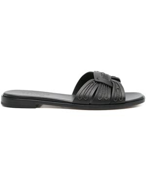 Doucal's Leather Flat Sandals - Black