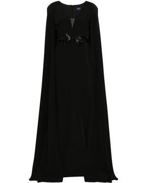 Marchesa Abendkleid Mit Blumigen Applikationen - Schwarz