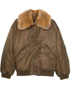 Saint Laurent Fur-Collar Puffer Jacket - Brown