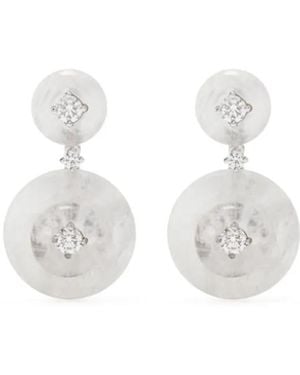Fernando Jorge 18Kt Signal Diamond And Moonstone Earrings - White