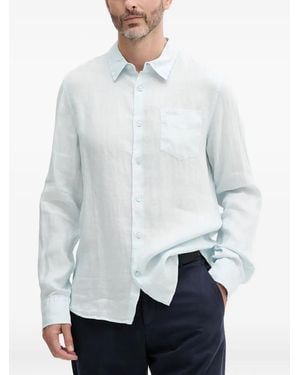 Guess Camicia A Maniche Lunghe Con Taschino - Bianco