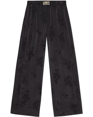 Ganni Floral-Jacquard Trousers - Blue