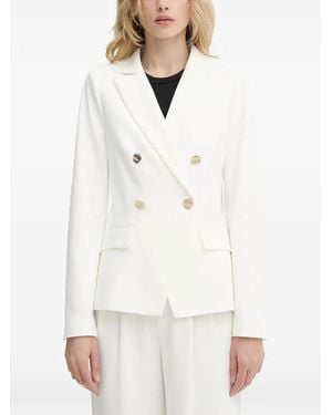 Morgan Double-Breasted Button Blazer - White