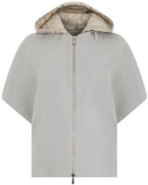 Moorer Luce-Dwr Hooded Cape-Style Jacket - Grey