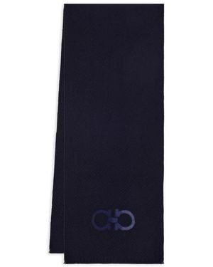 Ferragamo Gancini-Motif Wool Scarf - Blue