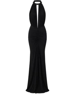 Amazuìn Glenn Asymmetric Gathered-Bodice Maxi Dress - Black
