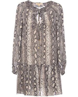 MICHAEL Michael Kors Gerüschtes Kleid Mit Schlangen-Print - Grau
