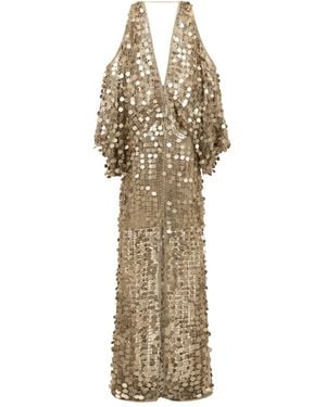 SANA OSMANI Mimi Sequin Open-Shoulder Maxi Dress - Metallic