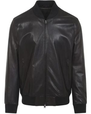 Brioni Lederjacke mit Reißverschluss - Schwarz
