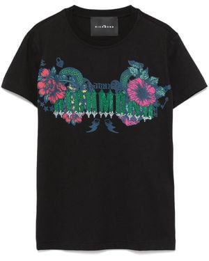John Richmond T-Shirt Mit Blumen-Print - Schwarz