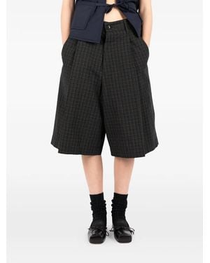 Societe Anonyme Checked Pleated Shorts - Black