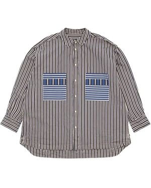 Casey Casey Hamnet Striped Patch-Pocket Shirt - Grey