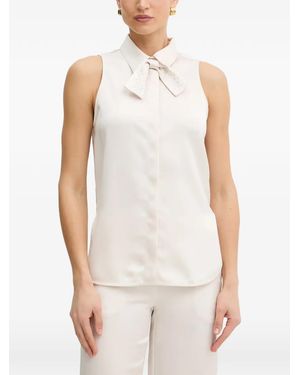 SIMONA CORSELLINI Pussy-Bow Sleeveless Blouse - White