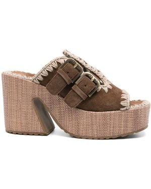 Mou 90Mm Decorative-Stitching Sandals - Brown