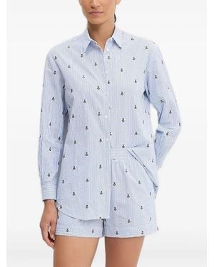 Mc2 Saint Barth Camicia Brigitte Con Ricamo - Blu