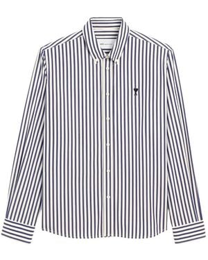 Ami Paris Camisa A Rayas Con Ami De Coeur - Blanco