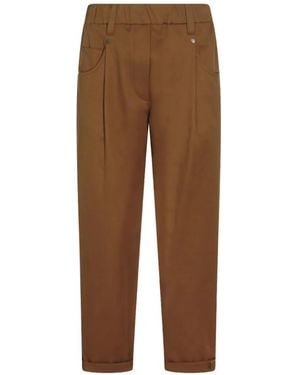 Brunello Cucinelli Plooibroek Met Elastische Tailleband - Bruin