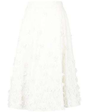 Michael Kors Floral-Embroidered A-Line Midi Skirt - White