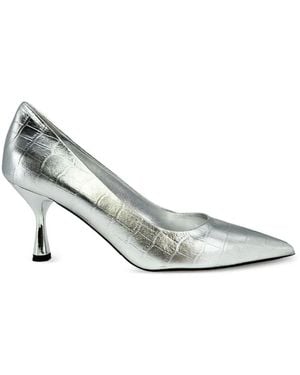 Madison Maison Annuccia Croc-Effect Leather Pumps - White