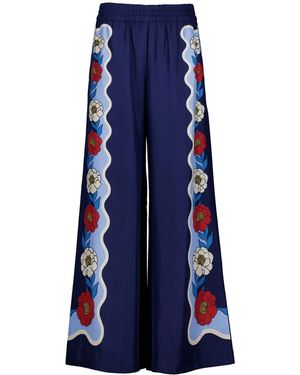 La DoubleJ Pantaloni A Palazzo Whitsun Placée - Blu