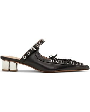 Ganni Eco Leather Heeled Mules - Black