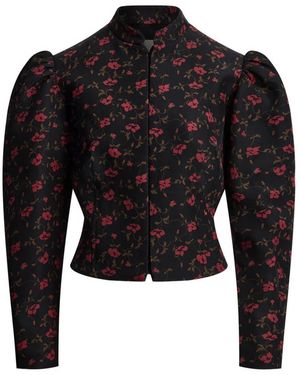 12 STOREEZ Nastenka Floral-Print Jacket - Black