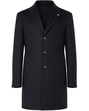 Manuel Ritz Brooch-Detail Coat - Blue
