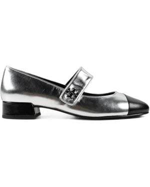 Tory Burch Buckled Flat Court Shoes - White