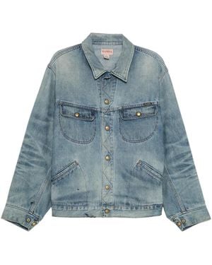 KAMIYA Ausgeblichene Jeansjacke Mit Druckknopf - Blau