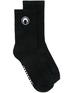 Marine Serre Moon Logo Ribbed Knit Socks - Black