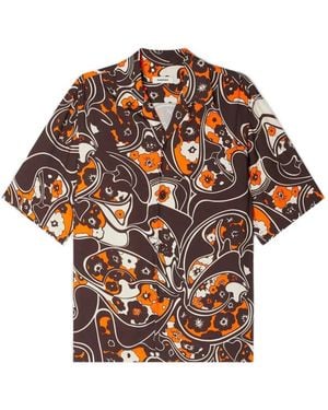 Sandro Loose-Fit Print Shark Collar Shirt - White