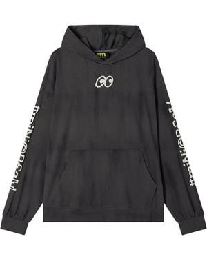 Mini Cream Sudadera con capucha y mangas estampadas - Negro