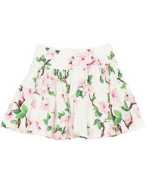 Oscar de la Renta Tiered Floral Skirt - White