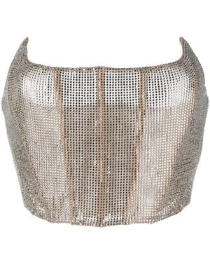 GIUSEPPE DI MORABITO Rhinestone-Embellished Strapless Top - Gray