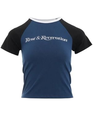 Rest&Recreation Raglan-Sleeve Logo-Print T-Shirt - Blue