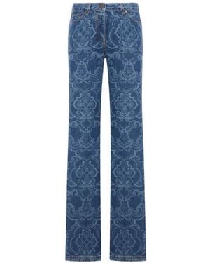 Etro Vaqueros Con Estampado Floral - Azul