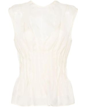 KHAITE Westin Semi-Sheer Silk Blouse - White