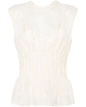 KHAITE Westin Semi-Sheer Silk Blouse - White