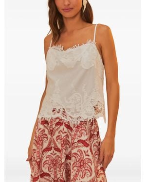 FARM Rio Lace-Trimmed Blouse - Red