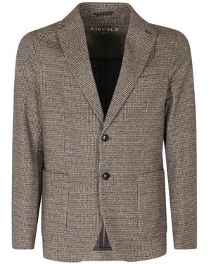 Circolo 1901 Houndstooth-Pattern Single-Breasted Blazer - Brown
