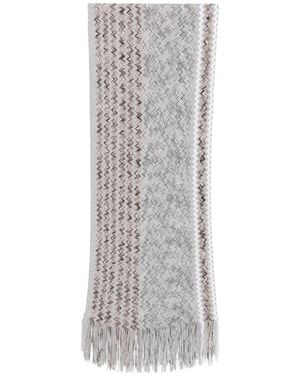Missoni Zigzag-Knit Fringed Scarf - Gray