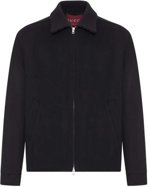 Gucci Wool Jacket With Zip - Blue