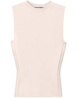 Alexander Wang Debossed-Logo Ribbed Tank Top - Pink