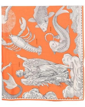 Inoui Edition Seidenschal Mit Astrologischem Print - Orange