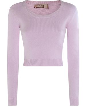 Twinset ラウンドネック クロップドセーター - パープル
